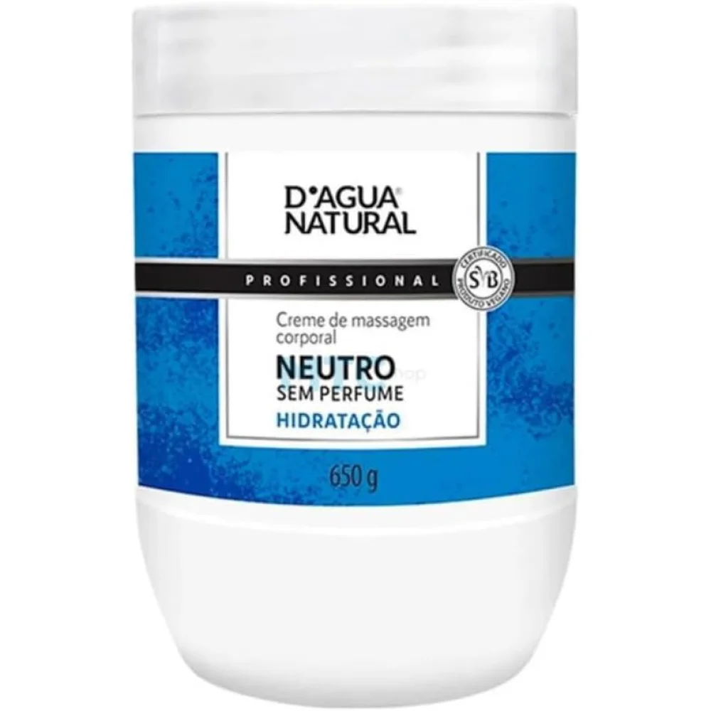 Creme para massagem D´Agua Natural neutro 650 grs