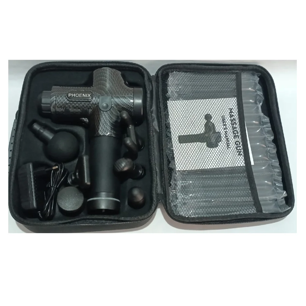 Massageador Phoenix Pistola Liberação Miofascial Muscular Cor Preto Carbono